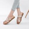 imageWomens Flat Slides Sandals Summer Slippers Comfortable Braided Strap Round Open Toe Casual Beach Shoes for WomenBeige 003