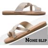 imageWomens Flat Slides Sandals Summer Slippers Comfortable Braided Strap Round Open Toe Casual Beach Shoes for WomenBeige 003