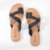 imageWomens Flat Slides Sandals Summer Slippers Comfortable Braided Strap Round Open Toe Casual Beach Shoes for WomenBlack 003