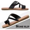 imageWomens Flat Slides Sandals Summer Slippers Comfortable Braided Strap Round Open Toe Casual Beach Shoes for WomenBlack 003