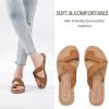 imageWomens Flat Slides Sandals Summer Slippers Comfortable Braided Strap Round Open Toe Casual Beach Shoes for WomenBrown 003