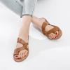 imageWomens Flat Slides Sandals Summer Slippers Comfortable Braided Strap Round Open Toe Casual Beach Shoes for WomenBrown 003