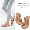 imageWomens Flat Slides Sandals Summer Slippers Comfortable Braided Strap Round Open Toe Casual Beach Shoes for WomenBrown 003