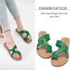 imageWomens Flat Slides Sandals Summer Slippers Comfortable Braided Strap Round Open Toe Casual Beach Shoes for WomenGreen 003