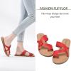 imageWomens Flat Slides Sandals Summer Slippers Comfortable Braided Strap Round Open Toe Casual Beach Shoes for WomenRed 003