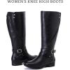 imageWomens Knee High Boots Wide Calf Comfort Casual Flat Riding Combat Long Boots Low Heeled Winter Fall Fashion Dressy Tall Boots for WomenBkpu123