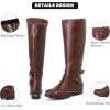 imageWomens Knee High Boots Wide Calf Comfort Casual Flat Riding Combat Long Boots Low Heeled Winter Fall Fashion Dressy Tall Boots for WomenBrpu123