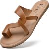 imageWomens Flat Slides Sandals Summer Slippers Comfortable Braided Strap Round Open Toe Casual Beach Shoes for WomenBrown 003