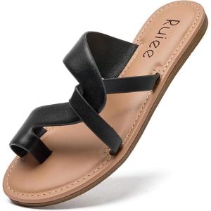 imageWomens Flat Slides Sandals Summer Slippers Comfortable Braided Strap Round Open Toe Casual Beach Shoes for WomenBlack 003