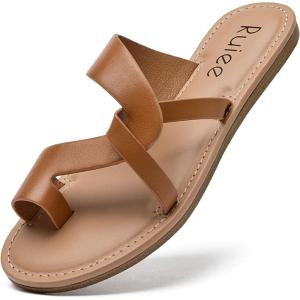 imageWomens Flat Slides Sandals Summer Slippers Comfortable Braided Strap Round Open Toe Casual Beach Shoes for WomenBrown 003
