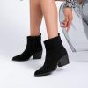 imageWomens Ankle Boots Low Chunky Heeled Booties Casual Comfortable Fall Winter Pointed Closed Toe Short Boots for WomenBlack Mf 970