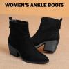 imageWomens Ankle Boots Low Chunky Heeled Booties Casual Comfortable Fall Winter Pointed Closed Toe Short Boots for WomenBlack Mf 970