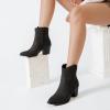 imageWomens Ankle Boots Low Chunky Heeled Booties Casual Comfortable Fall Winter Pointed Closed Toe Short Boots for WomenBlack Pu 969