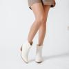 imageWomens Ankle Boots Low Chunky Heeled Booties Casual Comfortable Fall Winter Pointed Closed Toe Short Boots for WomenWhite Pu 969