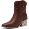 imageWomens Ankle Boots Low Chunky Heeled Booties Casual Comfortable Fall Winter Pointed Closed Toe Short Boots for WomenBrown Bmf 976