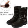 imageWomens Wide Width Ankle Boots True Plus Size Wide Foot Flat Slouchy Booties Comfort Riding Combat Rivet Short Boots for WomenBlack Pu 372
