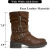 imageWomens Wide Width Ankle Boots True Plus Size Wide Foot Flat Slouchy Booties Comfort Riding Combat Rivet Short Boots for WomenBrown Pu 372