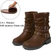 imageWomens Wide Width Ankle Boots True Plus Size Wide Foot Flat Slouchy Booties Comfort Riding Combat Rivet Short Boots for WomenBrown Pu 372