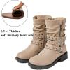 imageWomens Wide Width Ankle Boots True Plus Size Wide Foot Flat Slouchy Booties Comfort Riding Combat Rivet Short Boots for WomenTaupe Pu 372