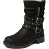 imageWomens Wide Width Ankle Boots True Plus Size Wide Foot Flat Slouchy Booties Comfort Riding Combat Rivet Short Boots for WomenBlack Pu 372
