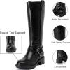 imageWomens Knee High Boots Classic Comfort Riding Combat Boot Round Toe Side Zipper Long Tall Fall Winter Boots for WomenBlack Pu 972