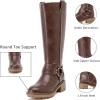imageWomens Knee High Boots Classic Comfort Riding Combat Boot Round Toe Side Zipper Long Tall Fall Winter Boots for WomenD Brown Pu 972