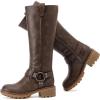imageWomens Knee High Boots Classic Comfort Riding Combat Boot Round Toe Side Zipper Long Tall Fall Winter Boots for WomenBrown Pu 972