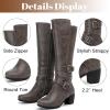 imageKnee High Boots for Women Chunky Heel Casual Comfort Pointed Toe Boot Womens Fashion Fall Winter KneeHigh BootsGrey Lpu 303