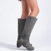 imageKnee High Boots for Women Chunky Heel Casual Comfort Pointed Toe Boot Womens Fashion Fall Winter KneeHigh BootsGrey Zpu 304