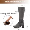 imageKnee High Boots for Women Chunky Heel Casual Comfort Pointed Toe Boot Womens Fashion Fall Winter KneeHigh BootsGrey Zpu 304