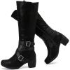 imageKnee High Boots for Women Chunky Heel Casual Comfort Pointed Toe Boot Womens Fashion Fall Winter KneeHigh BootsBlack Zpu 304