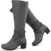 imageKnee High Boots for Women Chunky Heel Casual Comfort Pointed Toe Boot Womens Fashion Fall Winter KneeHigh BootsGrey Zpu 304