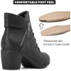 imageAnkle Boots for Women Chunky Heeled Booties Fashion Comfort Round Close Toe Low Mid Heel Winter Fall Ladies Short BootsBlack Bmf 303