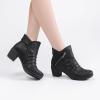 imageAnkle Boots for Women Chunky Heeled Booties Fashion Comfort Round Close Toe Low Mid Heel Winter Fall Ladies Short BootsBlack Bmf 303