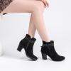 imageAnkle Boots for Women Chunky Heeled Booties Fashion Comfort Round Close Toe Low Mid Heel Winter Fall Ladies Short BootsBlack Mf 301