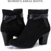 imageAnkle Boots for Women Chunky Heeled Booties Fashion Comfort Round Close Toe Low Mid Heel Winter Fall Ladies Short BootsBlack Mf 301