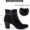 imageAnkle Boots for Women Chunky Heeled Booties Fashion Comfort Round Close Toe Low Mid Heel Winter Fall Ladies Short BootsBlack Mf 301