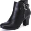 imageAnkle Boots for Women Chunky Heeled Booties Fashion Comfort Round Close Toe Low Mid Heel Winter Fall Ladies Short BootsBlack Pu 302