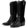 imageBoots for Women Mid Calf Flat Casual Round Toe Fashion Calf High Boot Buckle Dressy Fall and Winter Low Heeled KneeHigh BootsBlack Mf 977