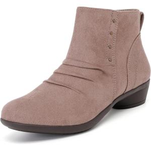 imageAnkle Boots for Women Chunky Heeled Booties Fashion Comfort Round Close Toe Low Mid Heel Winter Fall Ladies Short BootsBeige Mf 981