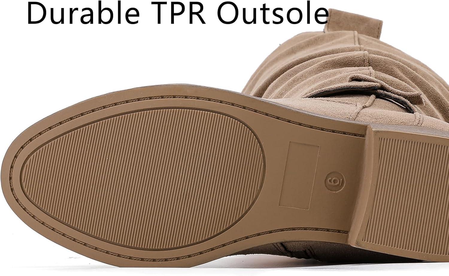 imageWomens Slouchy Knee High Boots Comfortable Wide Calf Platform Flat Tall Boot Stylish Round Toe Fall Winter Casual Boots for WomenBeige Mf 124