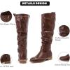 imageWomens Slouchy Knee High Boots Comfortable Wide Calf Platform Flat Tall Boot Stylish Round Toe Fall Winter Casual Boots for WomenBrown Pu 124