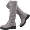 imageWomens Slouchy Knee High Boots Comfortable Wide Calf Platform Flat Tall Boot Stylish Round Toe Fall Winter Casual Boots for WomenGrey Mf 261