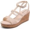 image:imageWide Width Wedge Sandals for Women Comfortable Ankle Strap Open Toe Summer Shoes Platform Wedge Dressy Women SandalsNude 001