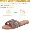 image:imageRuiee Wide Width Sandals for Women Fashion Slide Sandal Diamond Sparkly Bling Casual Dressy Flat Slides Comfort Bride Wedding Summer Slip on Wide Feet Womens SandalsTan Pu 776