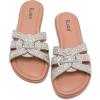 image:imageRuiee Wide Width Sandals for Women Fashion Slide Sandal Diamond Sparkly Bling Casual Dressy Flat Slides Comfort Bride Wedding Summer Slip on Wide Feet Womens SandalsGold Pu 776