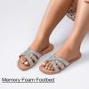 image:imageRuiee Wide Width Sandals for Women Fashion Slide Sandal Diamond Sparkly Bling Casual Dressy Flat Slides Comfort Bride Wedding Summer Slip on Wide Feet Womens SandalsGold Pu 776