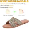 image:imageRuiee Wide Width Sandals for Women Fashion Slide Sandal Diamond Sparkly Bling Casual Dressy Flat Slides Comfort Bride Wedding Summer Slip on Wide Feet Womens SandalsGold Pu 778