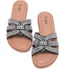 image:imageRuiee Wide Width Sandals for Women Fashion Slide Sandal Diamond Sparkly Bling Casual Dressy Flat Slides Comfort Bride Wedding Summer Slip on Wide Feet Womens SandalsBlack Pu 776