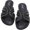 image:imageRuiee Wide Width Sandals for Women Fashion Slide Sandal Diamond Sparkly Bling Casual Dressy Flat Slides Comfort Bride Wedding Summer Slip on Wide Feet Womens SandalsBlack Pu 778